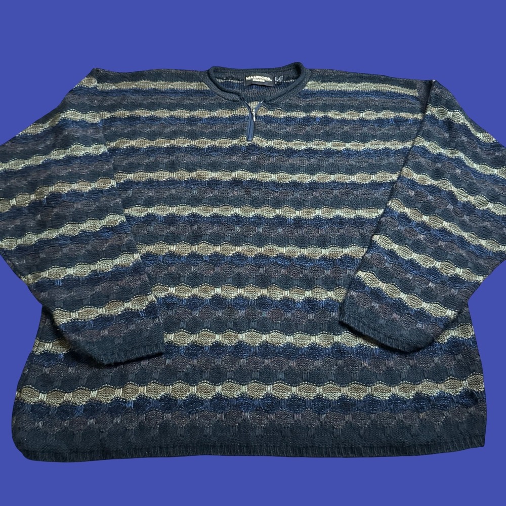 Maurices Mens Sweater XL Acrylic Striped Geometric Ski Snow Grandpa Cozy Zip